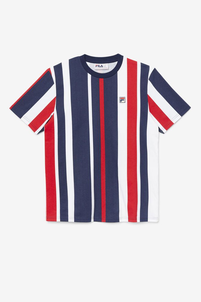 Fila T Skjorte Herre Marineblå Gach Striped 296145-DXO